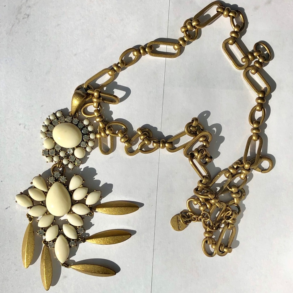 gold and cream long necklace